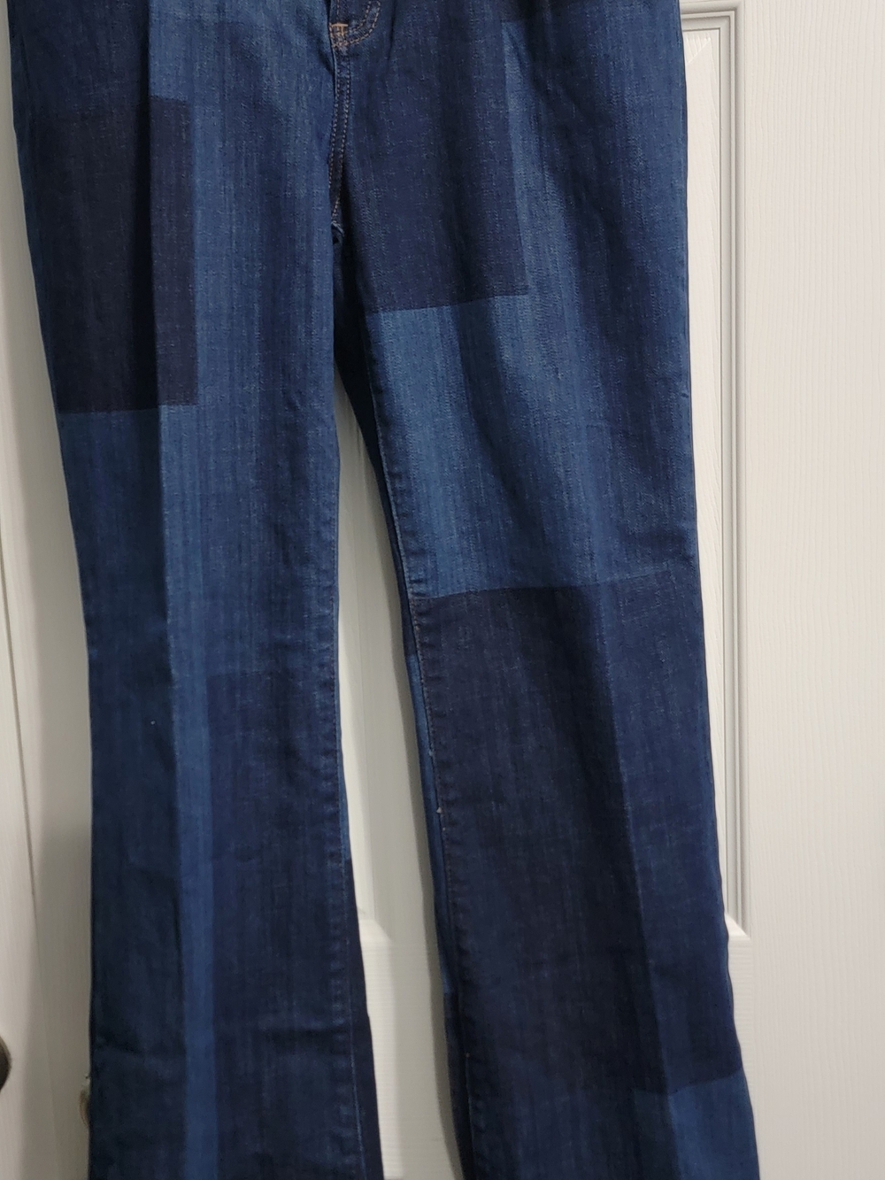 Chico's Patchwork Dark Blue Flare Jeans